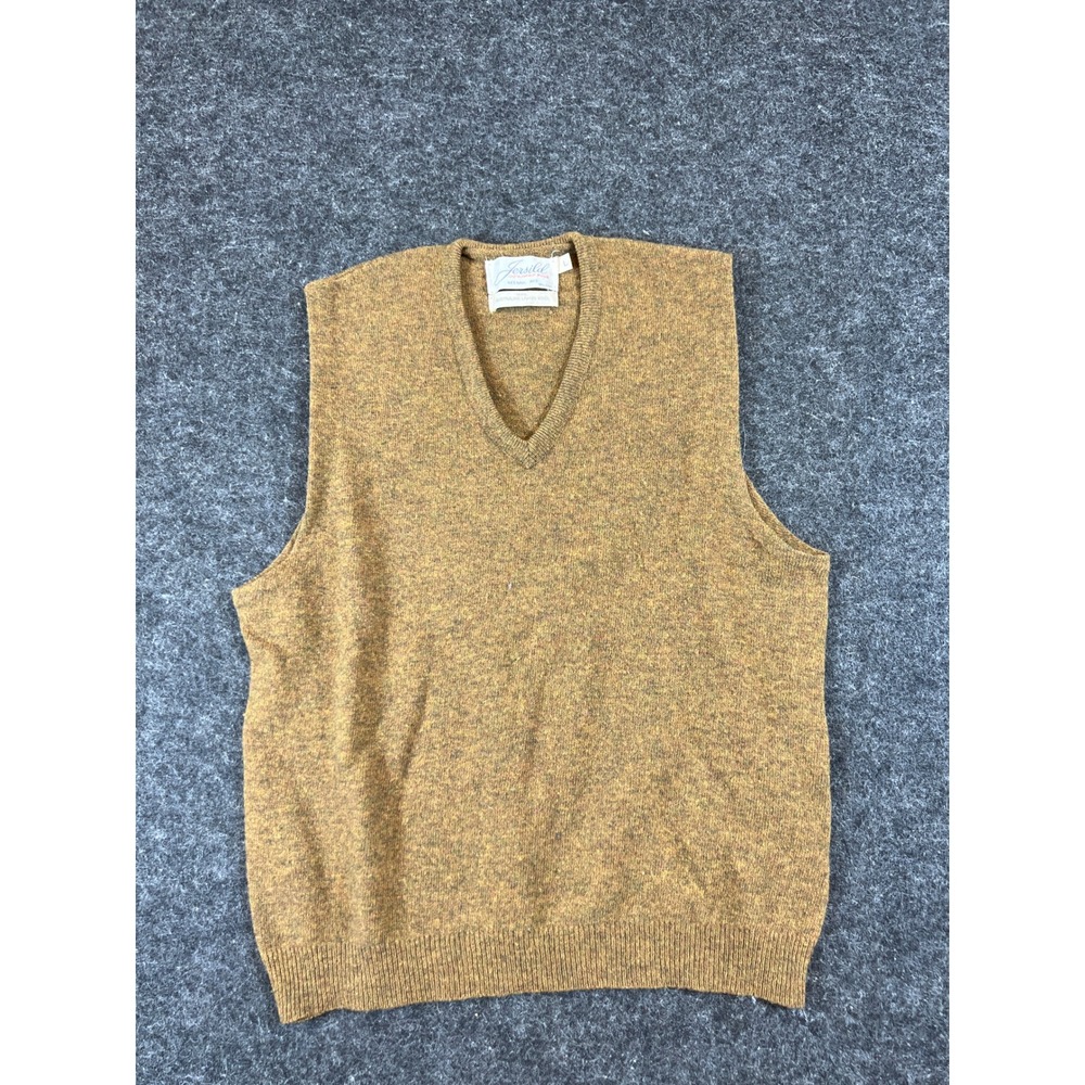 Vintage 70s Jersild Sweater Vest Mens Large Brown Lambswool V-Neck Neenah WI